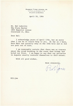1964 Bobby Jones Signed Letter With Significant Golf Content (JSA)